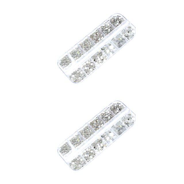 Seitruly Nail Pixie Beads Crystal Rhinestones Suministros de bricolaje confiables Usos versátiles Accesorio de pedicura llamativo rosa 2000pcs Cuentas blancas 2000 piezas 2piezas