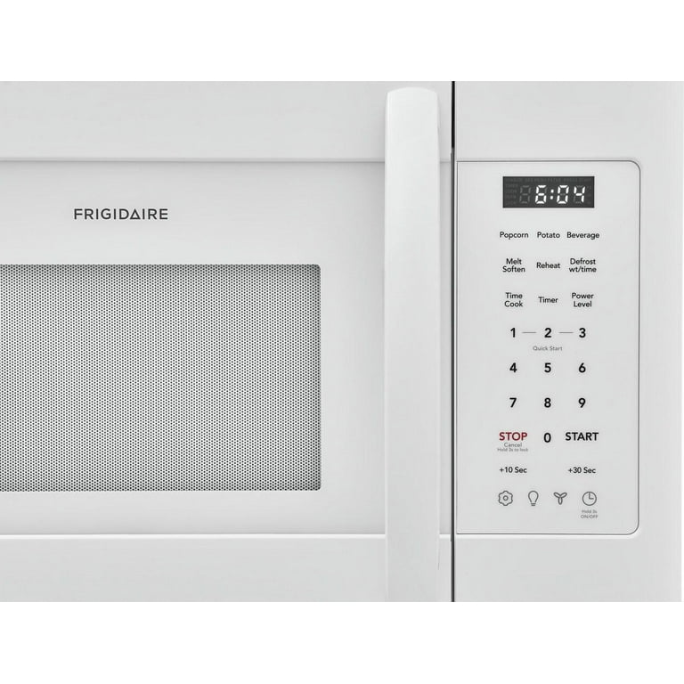 Frigidaire FMOS1846BW 1.8 Cu. Ft. Over The Range Microwave White Convenient Quick Start Options Push to Open PureAir Filter Door PureAir Filter