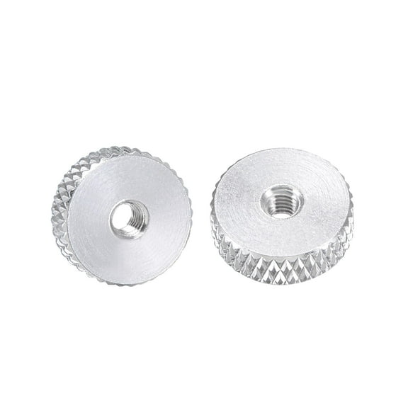 Flat Knurled Nut - M3 x 12mm x 4mm Thumb Nuts Lock Adjusting Nuts Aluminum Alloy Silver 10Pcs