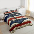 thumbnail image 3 of Feelyou Cartoon Retro Anchor Queen Comforter Set, Blue Red Stripes Bedding Sets, Oil Printing Artwork Reversible Bedding Comforter Set, Ultra Soft Home Decor, 3pcs, 3 of 8