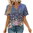 thumbnail image 2 of Pink Women's Short Sleeve T-shirt, Womens Tops Summer Short Sleeve V Neck Blouses Business Casual Loose Fit Tshirts Trendy Fashion Outfits,Women's Short sleeve T-shirt XL, 2 of 4