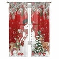 thumbnail image 6 of Red Christmas Sheer Curtains 63 Inch Length 2 Panels Set, Semi Transparent Voile Rod Pocket Curtains for Living Dining Room Bedroom Drapes Snowman Xmas Tree Ball Elk Snowflake, 6 of 8