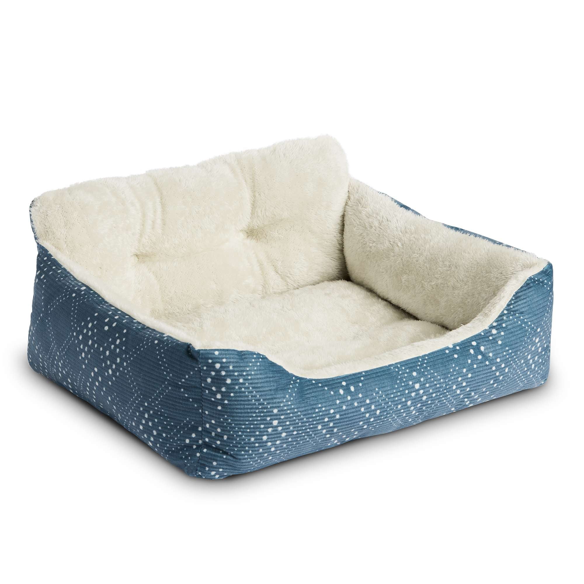 (3 pack) Vibrant Life Puppy Dog Bed, Plush Bolster Dog for Small Dogs, Small, 21" x 17", Blue