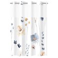 thumbnail image 1 of Cortina de ducha sin ganchos con forro a presión - Cortina de ducha con diseño floral de acuarela - Forro interior de tela impermeable, cortinas de ducha de tela blanca con plantas y flores, lavables, 1 of 5