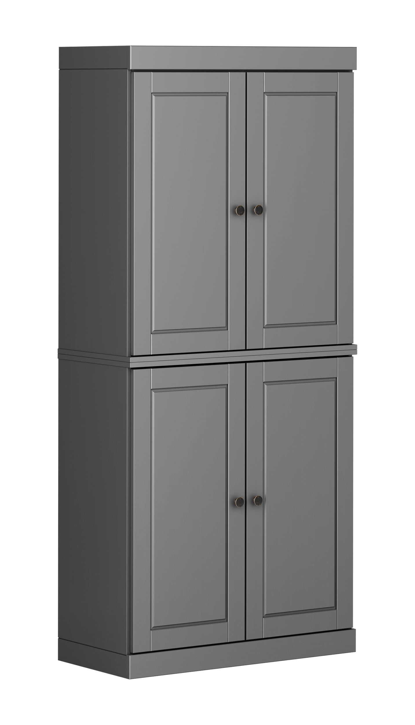 Palace Imports 100% Solid Wood Kitchen Pantry Storage Cabinet with Solid Doors and Adjustable Shelves, Gray