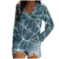 thumbnail image 1 of Camiseta de manga larga estampada convencional con cuello en V informal para mujer a la moda Fridja  FKASFK3615, 1 of 4