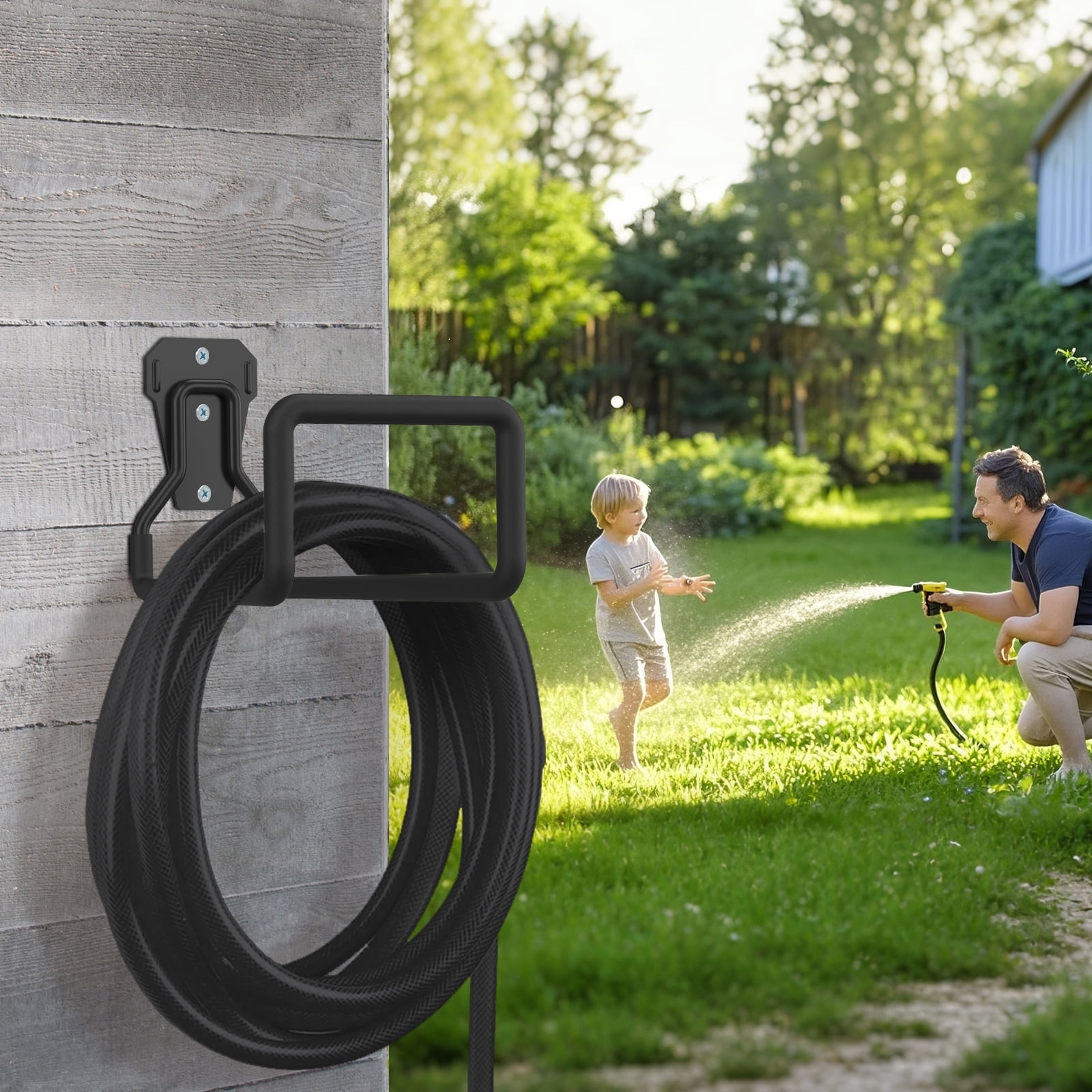 Qenwkxz 3pcs Garden Hose Holder Wall Mount, Heavy Duty Hose Hanger Wall Mounted Hose Holder for Outside Yard, Sturdy Hose Reel Hose Hooks for Water Hose, Extension Cords