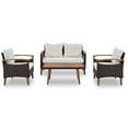 thumbnail image 6 of Harper & Bright Designs Patio Conversation Set, 4-Piece Outdoor Garden Furniture Set, Patio Seating Set, PE Rattan Outdoor Sofa Set, Wood Table and Legs, Brown+Beige+Wood, 6 of 17