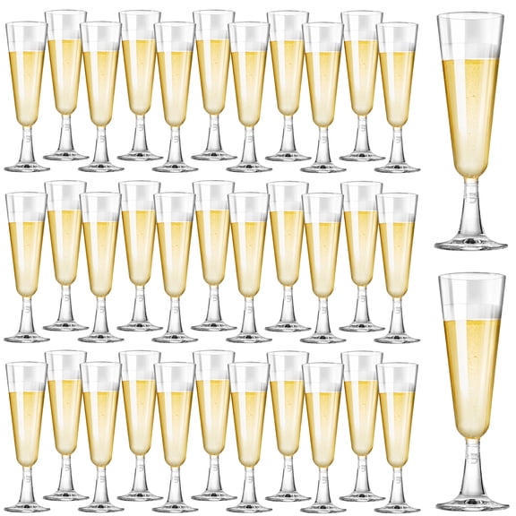 Plastic Champagne Flutes 50 Pack, 5oz Clear Disposable Plastic Champagne Glasses, Wine Glasses Cups for Wedding Celebration Birthday Party Wine Tasting New Years Eve Party Supplies
