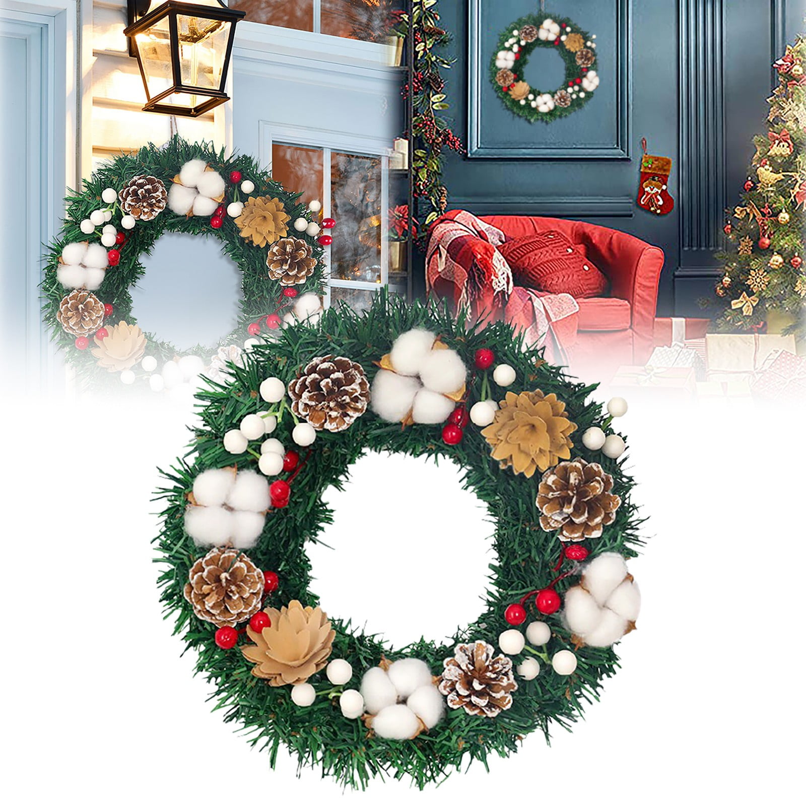 COURONNE DE NOËL Couronne Artificielle Couronne De Porte D'entrée