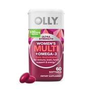 OLLY Ultra Strength Women's Multi + Omega-3 Softgels, Daily Health and Immune Support, 60 Ct