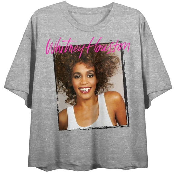 Whitney Houston Photograph on Ath Heather Short Sleeve Adult Crop T-Shirt-Medium