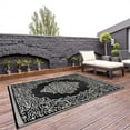 thumbnail image 1 of Tapis Réversible d'Extérieur - 4x6 - Design Oriental - Noir Blanc, 1 of 1