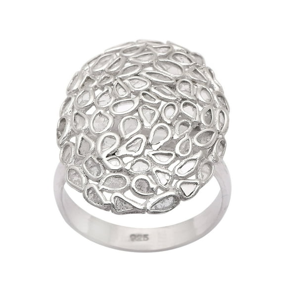 Mooneye 2.00 CTW Natural Slice Diamond Polki Women Gifts Cocktail Ring 925 Sterling Silver Jewelry