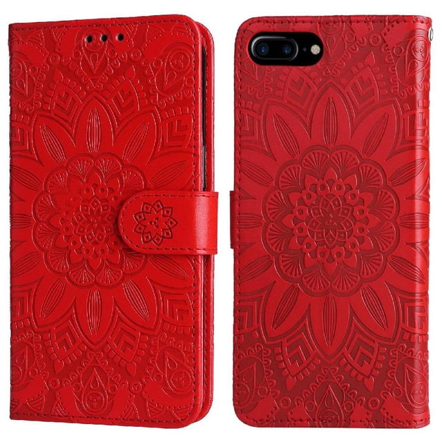 Funda tipo cartera GANGXUN para iPhone 7 Plus/8 Plus , diseño girasol, cuero PU, soporte, cierre magnético, tarjetero