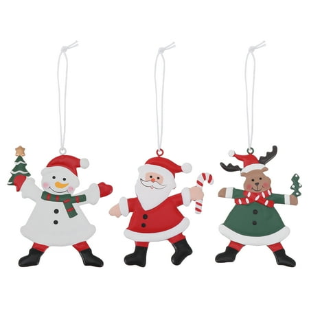 

3Pcs Christmas Elements Iron Pendant Snowman Santa Claus Elk Hanging Decor