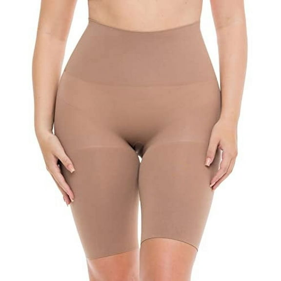 Co'Coon Shapewear Mid Waist Tummy Control Butt Lifter Compression Biker Shorts Soft Touch Body Shaper (Cocoa, Medium)