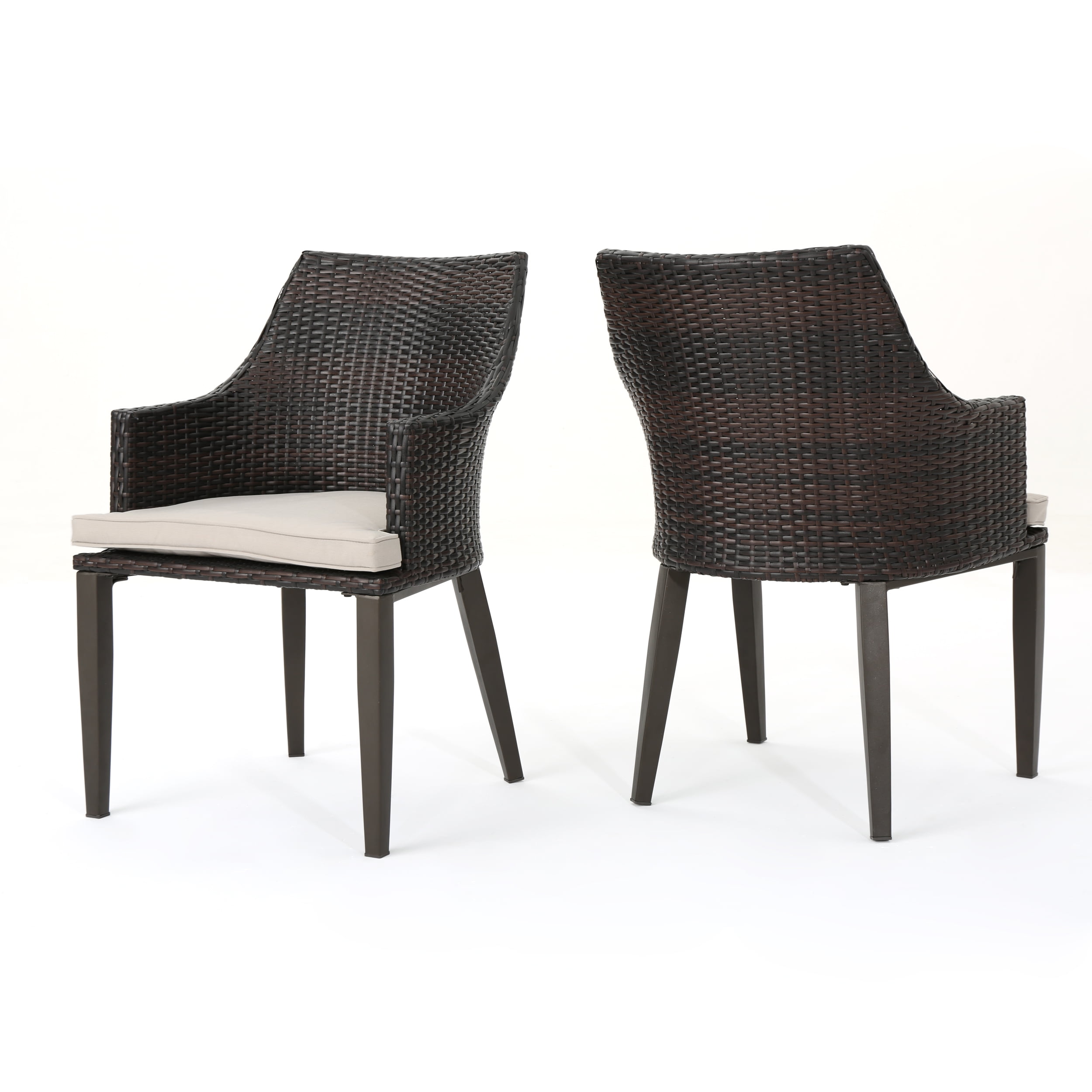 Leeward Outdoor Wicker Dining Chairs with Weather Resistant Cushions