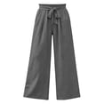 thumbnail image 4 of ZHYou No Boundarie Flowy Pants for Women Tied Elastic Waisted Breathable Lightweight Casual Wide Leg Trousers,Dark Gray,Size S, 4 of 8