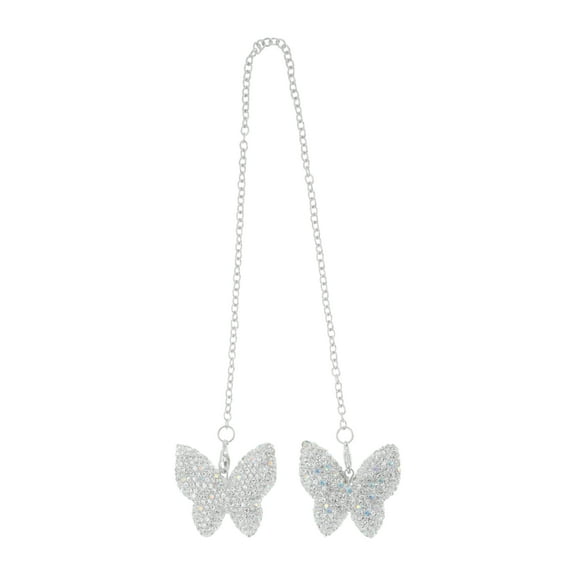 Unique Bargains 1 Pcs Metal Rhinestones Butterfly Car Rear View Mirror Pendant Accessories Car Hanging Ornament AB Color