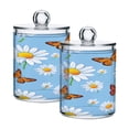thumbnail image 7 of 4 Pack Qtip Holder Dispenser Butterfly Flying in Daisy Sea Clear Plastic Storage Apothecary Jars for Cotton Swabs Balls Pads Floss, 7 of 7