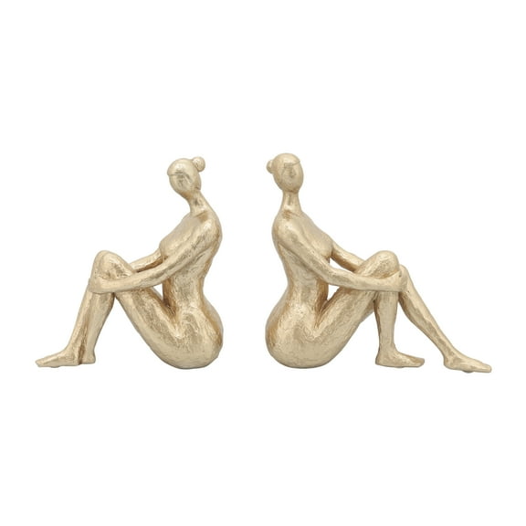 Sagebrook Home Resin, Set of 2 Gold Lady Bookends