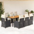 thumbnail image 1 of vidaXL 9 Piece Garden Dining Set with Cushions Black Poly Rattan, 1 of 1