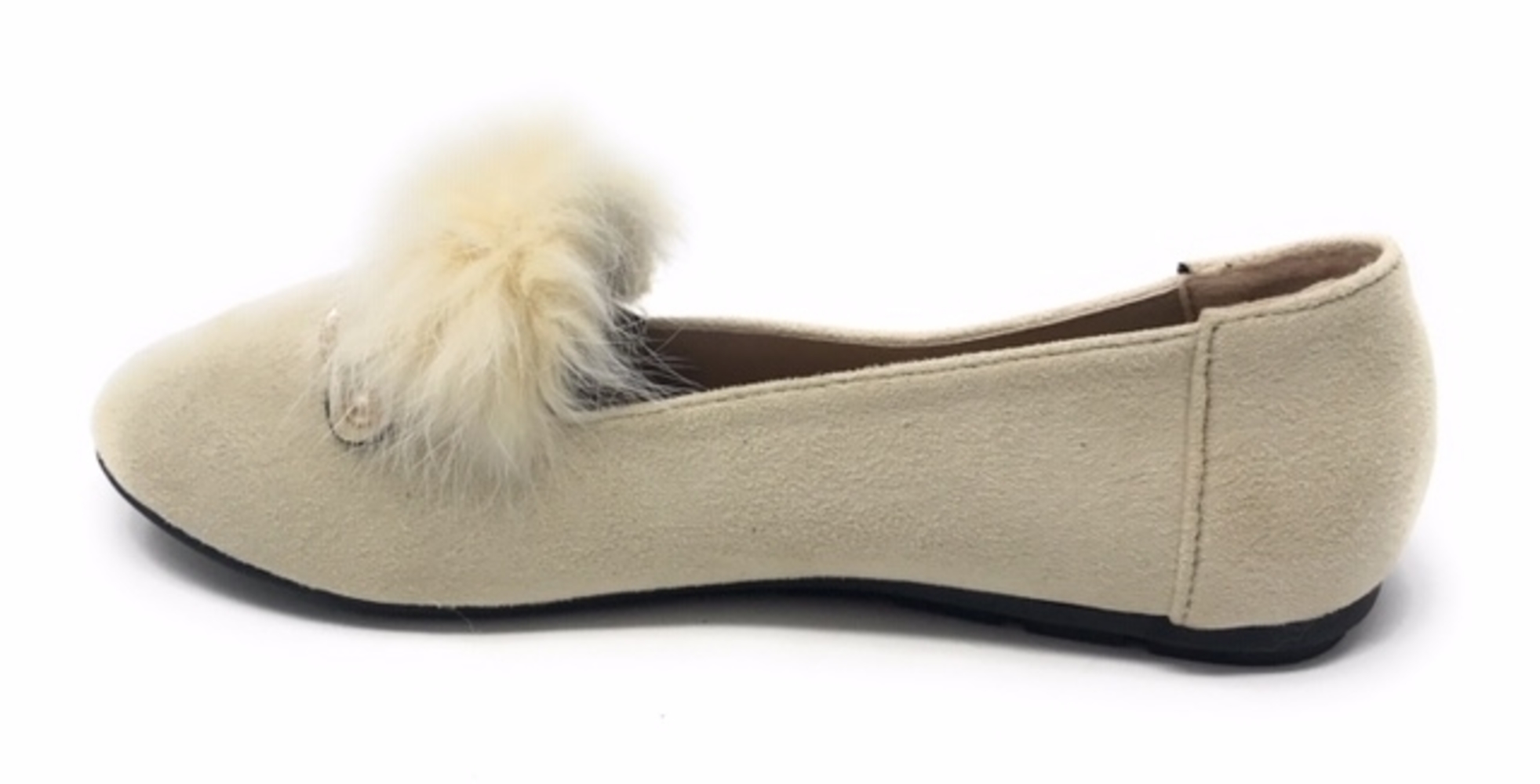 Women’s Loafer Flats with Faux Fur and Gold Chain Accent – Soft Suede-Like Slip-On Shoes – Comfortable Casual Dress Flats for Work, Office, Travel, or Everyday Wear