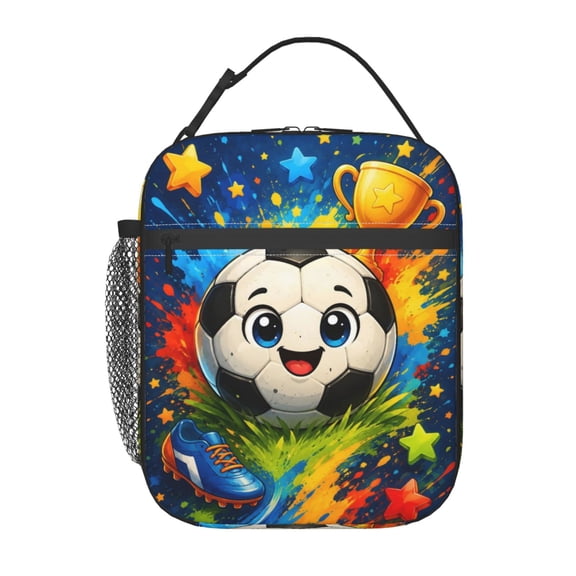 Soccer Ball Lunch Bag Reusable Thermal Lunch Box with Handle for Women and Men