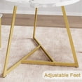 thumbnail image 4 of DSstyles Dining Table Set for 2, Round Kitchen Table and Chairs for 2, Modern Dining Room Table Set with 2 Metal and Wood Chairs, Kitchen Table Set for Small Space, Apartment, Marble White and Gold, 4 of 10