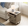 thumbnail image 3 of Side Table with 2 Drawers & Open Shelf, Farmhouse End Table with Charging Station, Wooden Nightstand for Bedroom & Living Room, Grey, 3 of 7