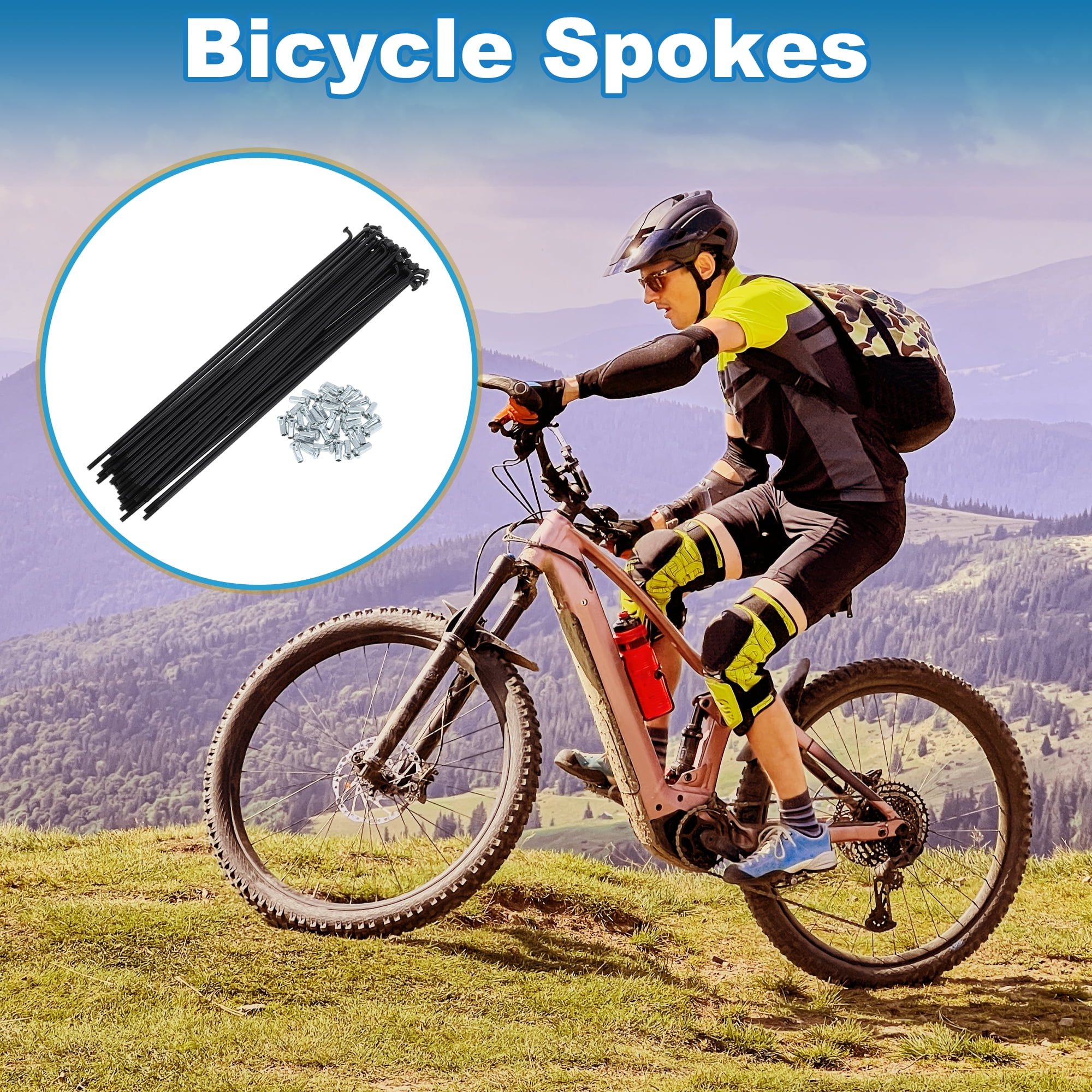 Unique Bargains 36Pcs Bicycle Spokes 12G Bike Wheel Spokes Carbon Steel Black 9.06"