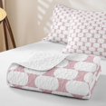 thumbnail image 4 of Castle Fairy Bohemian Oval Grid Twin Quilt Set 2 Pieces,Vintage Rounded Twin Coverlet Set,Pink White,1 Bedspread and 1 Pillowcase, 4 of 7