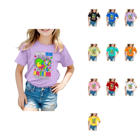 Kids' Neon Graphic Print T-Shirt, Cool 3D Design, Short Sleeve, Casual Comfort for Boys & Girls (8-12 Years)