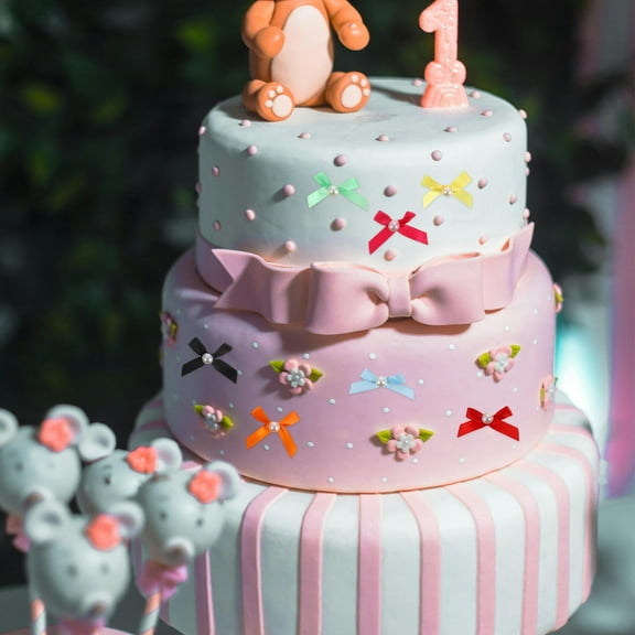 OFFIGAM Assorted Color Bow Cake Toppers Decorations for Baby Shower Birthday Wedding Party Supplies 100pcs