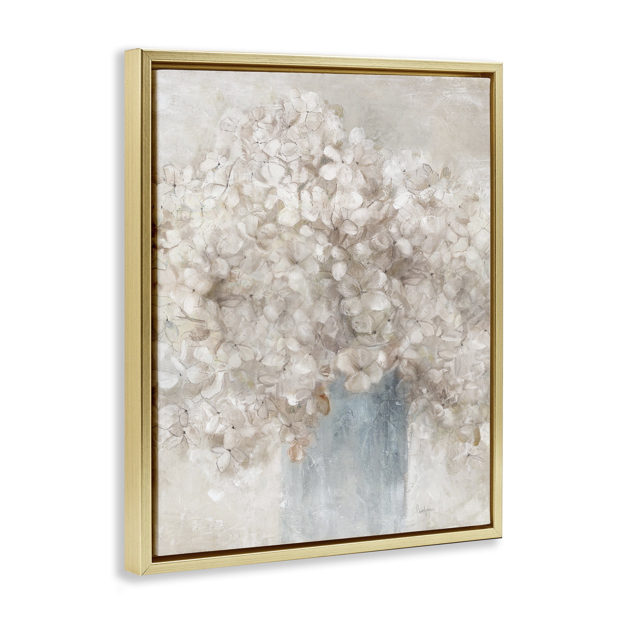 Stupell Industries Soft Clouded Bouquet Botanical & Floral Painting Gold Floater Framed Art Print Wall Art, 25 x 31