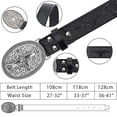 thumbnail image 6 of Unisex Western Punk Single‑Row Belt, Retro Floral Embossed Faux Leather Strap, Adjustable Size, Cowboy‑Inspired Casual Jeans Wear, Western Belt Buckle Black 115, 6 of 6