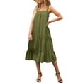 thumbnail image 2 of Sedceaty Women Midi Tank Dress, Summer Sleeveless Solid Color Loose Ruffle Tiered Beach Dress, 2 of 6