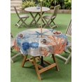 thumbnail image 4 of Outdoor Tablecloth with Umbrella Hole for Patio/Picnic/Party/Camping, Navy Blue Starfish Coastal Waterproof Table Cloth Round Cover Washable, Nautical Coral Summer Beach Ocean (Dia 60"), 4 of 9