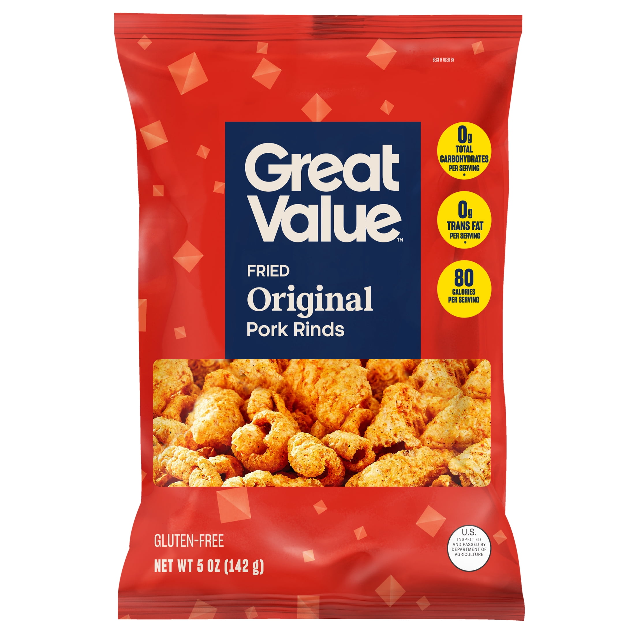 (3 pack) Great Value Original Chicharrónes Fried Pork Rinds, 5 oz