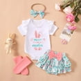 thumbnail image 2 of Easter Outfits for Toddler Girls 2T Short Sleeve Embroidered Romper & Floral Dress Set With Bow Socks 4 Piece Summer Outfit Green,3-6M, 2 of 5