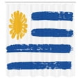 thumbnail image 2 of Ambesonne Uruguay Shower Curtain, Brush Painting Stroke Flag, 69"Wx84"L, Cobalt Blue Earth Yellow, 2 of 4