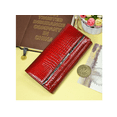thumbnail image 4 of Piel Genuina Cartera Mujer Largo Lujo Patrón De Cocodrilo Xtellar rojo, 4 of 4