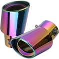 thumbnail image 2 of HUGFEGWE 1.5"-2" Adjustable Inlet Exhaust Tip Universal Stainless Steel Exhaust Muffler Tip Pipe Car Oval Rear Exhaust Curved Tail Pipe Muffler Modification Rainbow Colors CA919-123519, 2 of 7