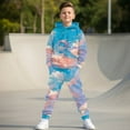 thumbnail image 3 of Uorisanigo 2 Pack Graphic Printed Long Sleeve Pullover Floral Baby Dragon Hoodie Sweatshirt and Sweatpants Outfit Set of 2, Fall Winter Clothing Set for Boys Girls, 3 of 7
