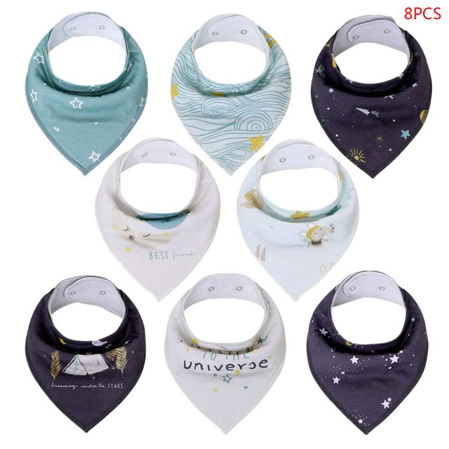 OHDUJK, 8 Uds., Baberos para bebés para ni?os y ni?as, toalla de Saliva, Bandana, Baberos triangulares para bebés, broches ajustables, tela de algodón para alimentación de recién nacidos, eructo ZefeiWu 8390614099210