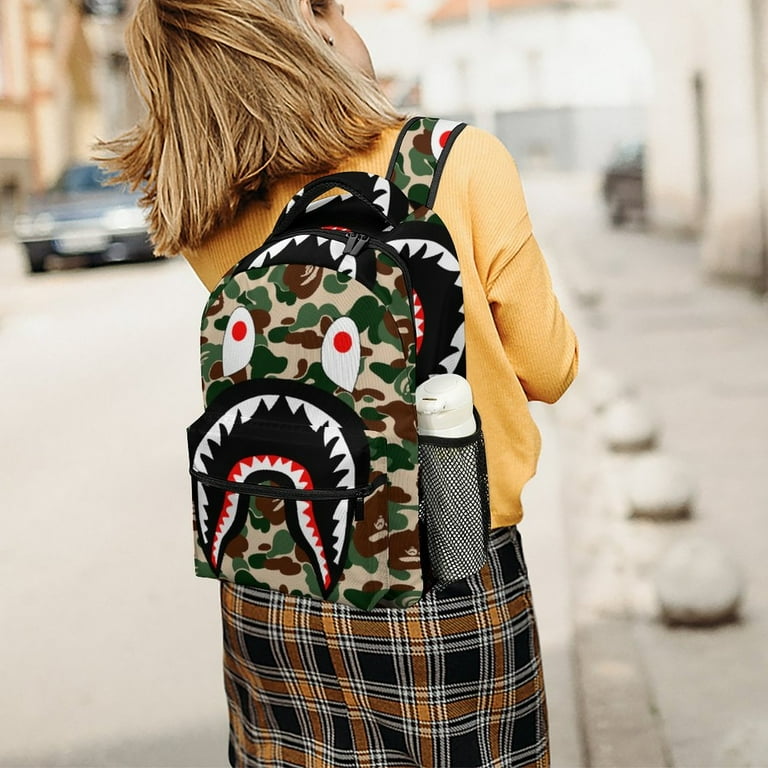 Kids Bape Shark Camo Bape Shark Camo Backpacks School Bag Bookbag Casual Daypack Backpacks for Travel Hiking Walmart