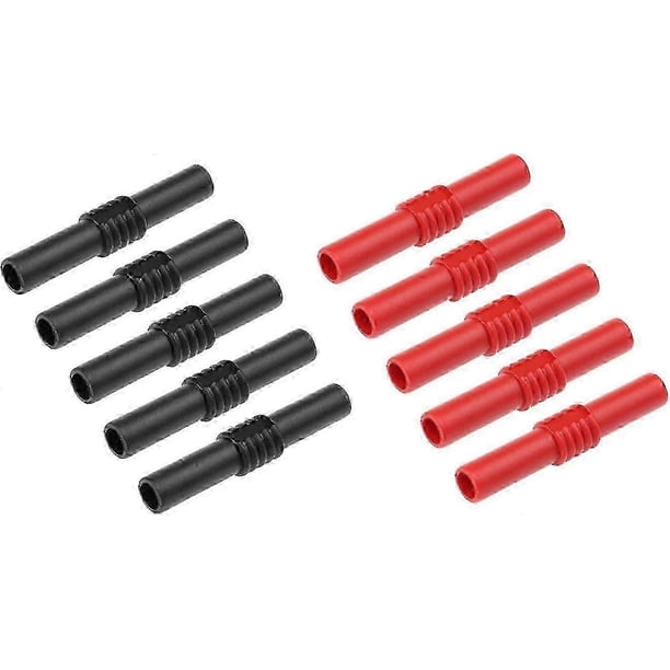 10Pcs Insulated Banana Plug Female to Female 4mm Banana Jack Coupler for 4mm Banana Extension Electrical Test Black and Red SZRH A-F
