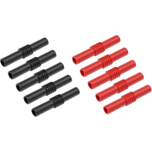 10Pcs Insulated Banana Plug Female to Female 4mm Banana Jack Coupler for 4mm Banana Extension Electrical Test Black and Red SZRH A-F