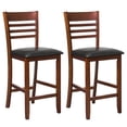 thumbnail image 1 of Gymax 2-PCS Counter Height Bar Chair Set w/ Backrest Padded Seat Rubber Wood Frame, 1 of 8
